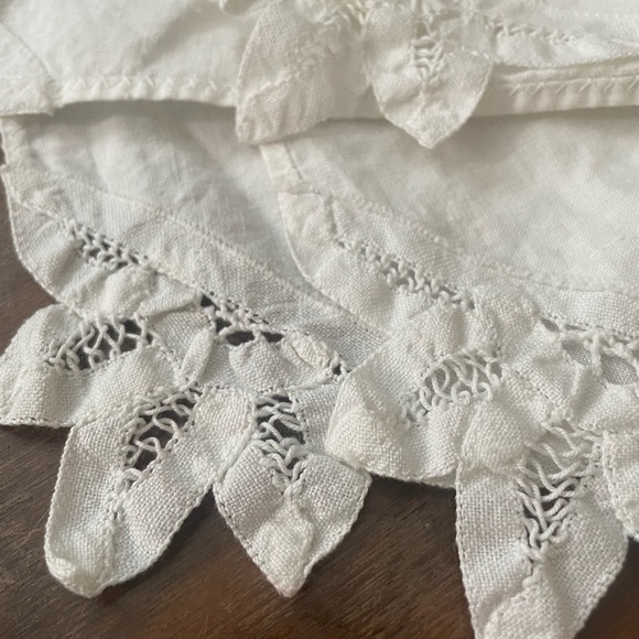 Antique White Lace Cotton Linen Handkerchiefs Vintage Reusable accessory charm - Picture 3 of 4